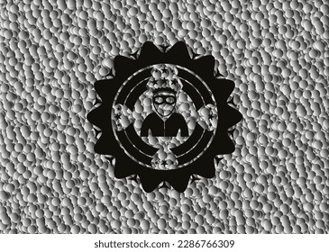 icono del ladrón dentro del emblema oscuro con fondo de burbujas grises. Retro. Ilustración vectorial. Detallado. 
