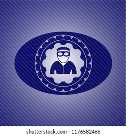 thief icon inside emblem with jean texture