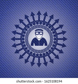 thief icon inside emblem with jean texture