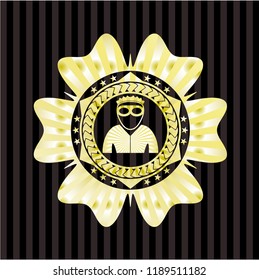 thief icon inside gold badge or emblem
