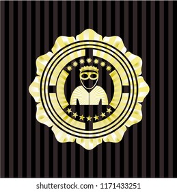 thief icon inside gold emblem or badge