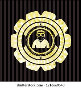 thief icon inside gold emblem or badge