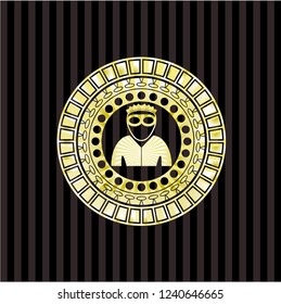 thief icon inside gold shiny badge