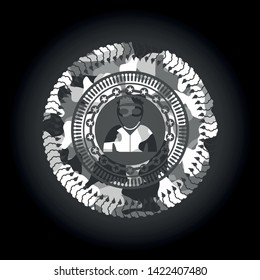 thief icon inside grey camouflage texture
