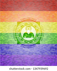 thief icon inside lgbt colors emblem 
