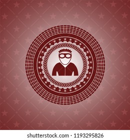 thief icon inside realistic red emblem