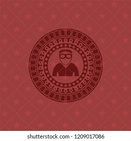 thief icon inside red emblem. Vintage.