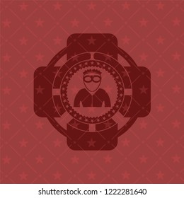 thief icon inside red emblem. Retro
