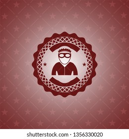 thief icon inside red emblem. Vintage.