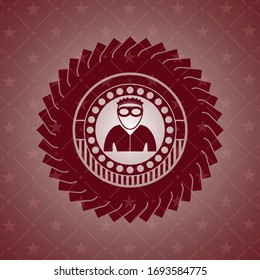 thief icon inside red emblem. Vintage.