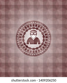 thief icon inside red seamless geometric badge.
