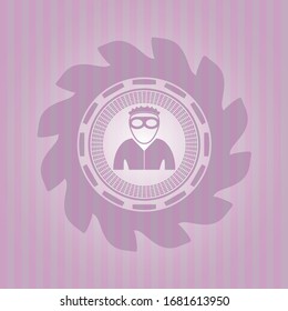 thief icon inside retro pink emblem