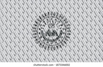 thief icon inside silver color emblem. Scales pattern. Vector Illustration. Detailed. 