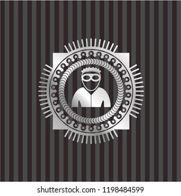 thief icon inside silver emblem or badge
