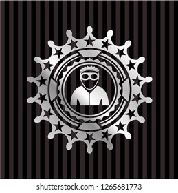 thief icon inside silvery emblem or badge