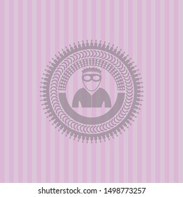 thief icon inside vintage pink emblem