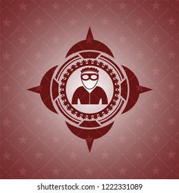 thief icon inside vintage red emblem