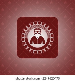 thief icon inside vintage red emblem. 