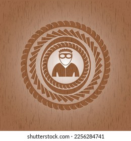 thief icon inside vintage wood emblem. 