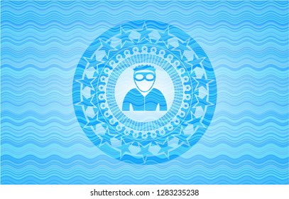 thief icon inside water concept emblem.