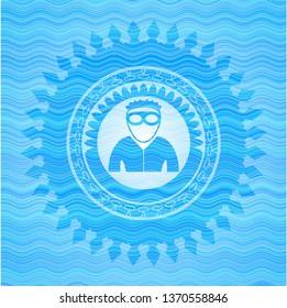 thief icon inside water style emblem.
