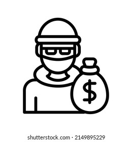 Thief Icon. Line Art Style Design Isolated On White Background