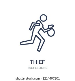Thief icon. Thief linear symbol design from Professions collection. Simple outline element vector illustration on white background.