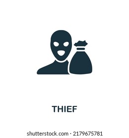 Thief icon. Monochrome simple line Crime icon for templates, web design and infographics