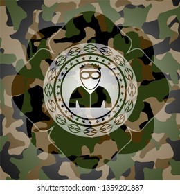 thief icon on camo pattern