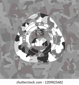 thief icon on grey camo texture