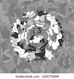 thief icon on grey camouflaged texture