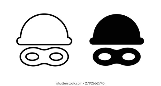 Thief icon outline style. Black solid silhouette style icons