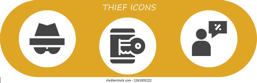  thief icon set. 3 filled thief icons. Simple modern icons about  - Hacker, Salesman