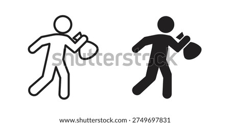 Thief icon in a simple, black and white style.