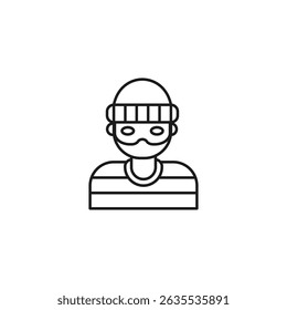 Thief icon with Striped Clothes and Eye Mask