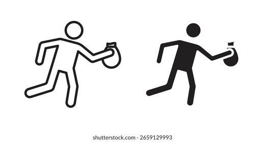 Vector de icono de ladrón editable. conjunto de Vectores negros