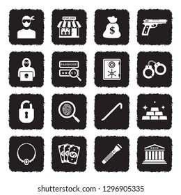 Thief Icons. Grunge Black Flat Design. Vector Illustration. 