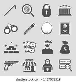 Thief Icons. Sticker Design. Vector Illustration.