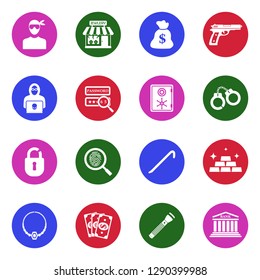 Thief Icons. White Flat Design In Circle. Vector Illustration. 
