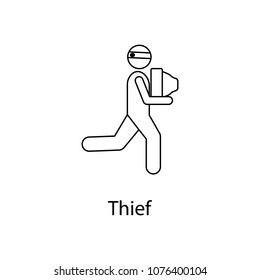 thief illustration. Element of a person carries for mobile concept and web apps. Thin line thief illustration can be used for web and mobile. Premium icon on white background