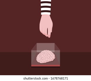 Thief are ingeniously stealing other people's brain or creativity.
Illustration about steal.