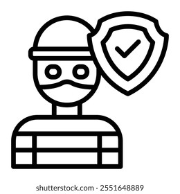 Thief Insurance Vector Line Icon Design