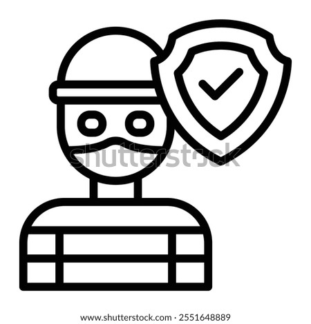 Thief Insurance Vector Line Icon Design