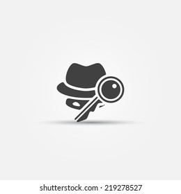 Thief and a key black icon - vector crime symbol 