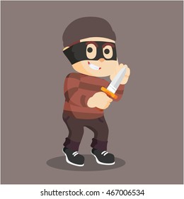 thief with knife illustration design