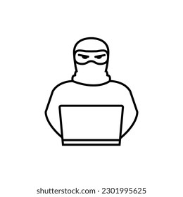 Thief line icon, hacker, intruders logo vector