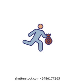 Thief line icon. Running in man carrying bag of money. Justice concept. Can be used for topics like law enforcement, crime, robbery, theft, burglary