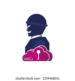 thief man with cloud computing