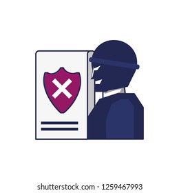 thief man with document and shield