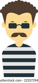 thief man illustration in minimal style isolated on background